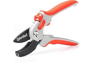 CyberGenZ Anvil Pruning Shears - 8" Garden Shears Pruning, Heavy Duty Garden Clippers Handheld with Orange Adjustable Grip, Gardening Pruners Tool for Trimming Plant, Cutting flowers, Cut Up to 3/4"