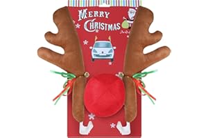 KSaAuto Reindeer Car Kit Antlers with Nose, Reindeer Christmas Decorations for Cars, SUV, Vans, Trucks Windows & Grille, Universal Decor Christmas Antlers Car Accessory