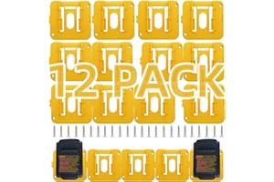 Ryzljss 12 Pack Battery Holder Compatible for Dewalt 20V 60V Battery Organizer Mount Holder Fit for DCB200 DCB203 DCB205 DCB206 (24 Screws, No Battery)
