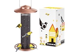 iBorn Finch Feeders for Outside,Thistle Bird Feeders for Outdoors Hanging,Nyjer Seed Feeder,Metal Mesh Tube Bird Feeder 13.5 