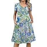 Zeagoo Womens Summer A-Line Dress with Pockets Mini Short Sleeve Dresses Flowy Beach Swing Dress 2026 Vacation Travel