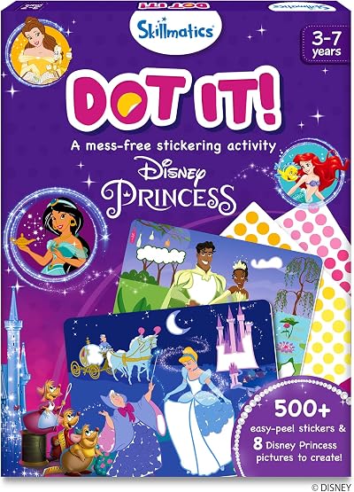 Skillmatics Dot It Sticker Art Disney Princess Craft Kit, 30 Sticker Sheets