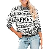 COCCKO Womens Cowl Neck Pullover Sweaters Apres Ski Long Sleeve Chunky Knit Christmas Sweater