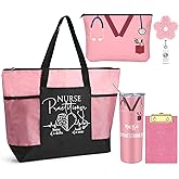 Sieral 5 Pcs Nurse Gifts Bulk for Women NP Gifts Tumbler Tote Makeup Bag Badge Clipboard for Coworker Nurse Practitioners