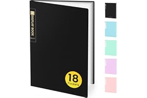 Sooez 18-Pocket Binder with Plastic Sleeves 8.5x11, Heavy Duty Art Portfolio Folder with Clear Sheet Protectors, Display 36 Pages, Presentation Book for Artwork, Document Organizer