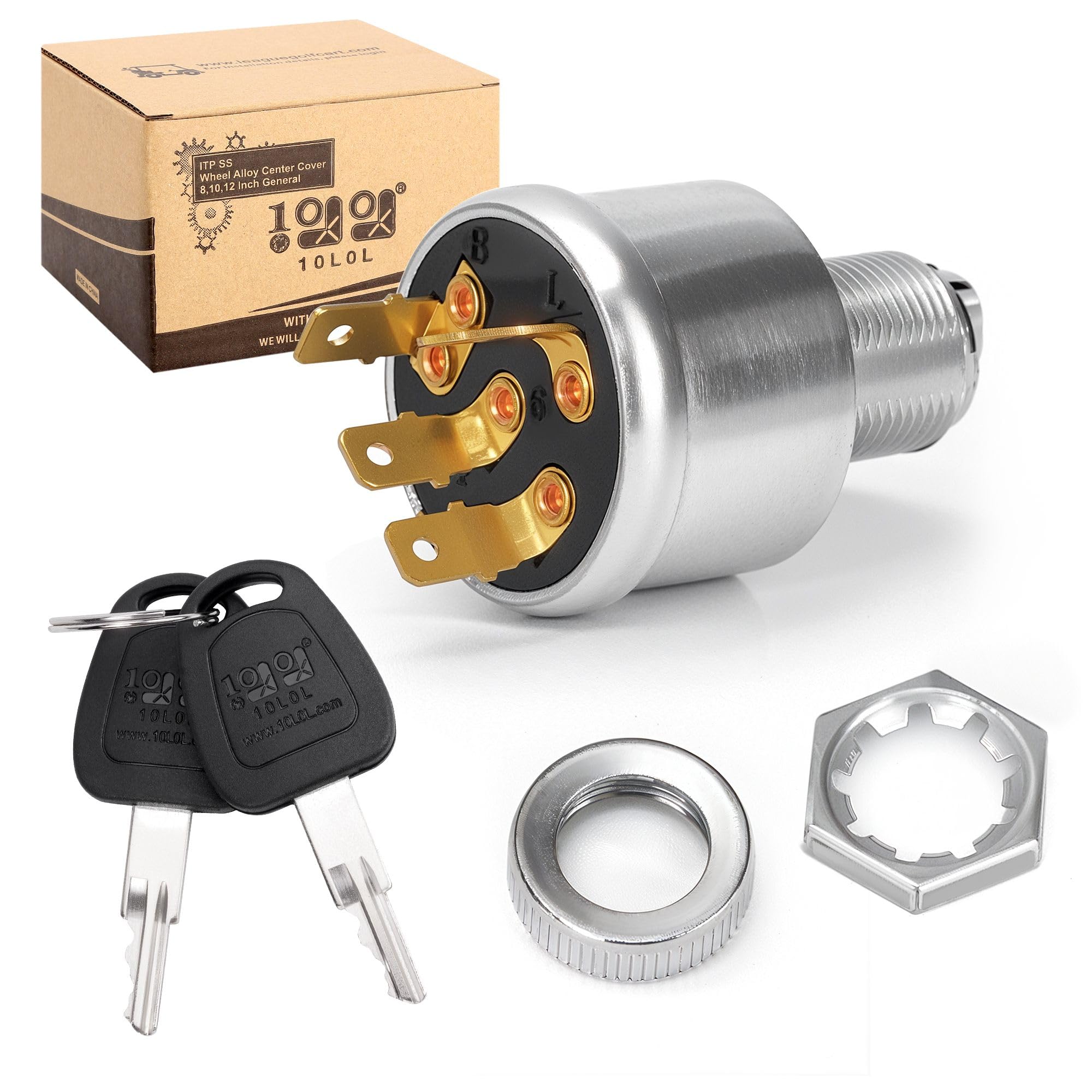 10L0L Golf Cart Key Switch for EZGO 33639G01, Ignition Switch for EZGO Golf Buggies with Lights 33639-G01(Standard Key)