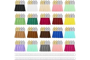 Hapeper 80 Pieces Leather Tassel Keychain Tassels Pendants Charm Tassel for DIY Crafts, Jewelry Making (1-1/2 Inch)