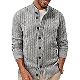 PJ PAUL JONES Mens Cardigan Sweater Button Up Stand Collar Sweater Knit Textured Sweaters