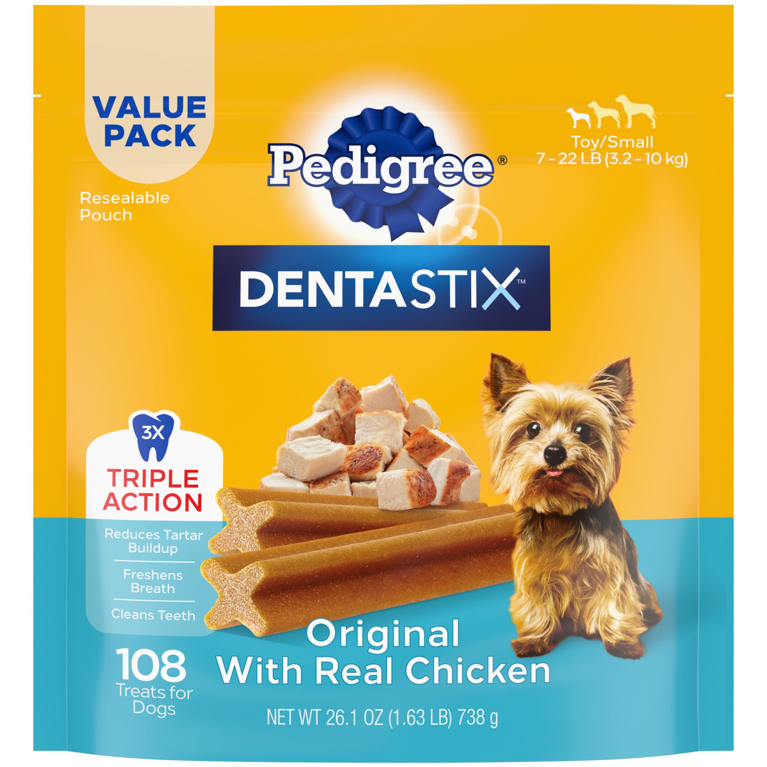 Pedigree Dentastix Small and Toy Breed Dog Treats, Original with