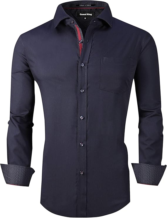 Casual King Mens Dress Shirts WrinkleFree Regular Fit Long Sleeve