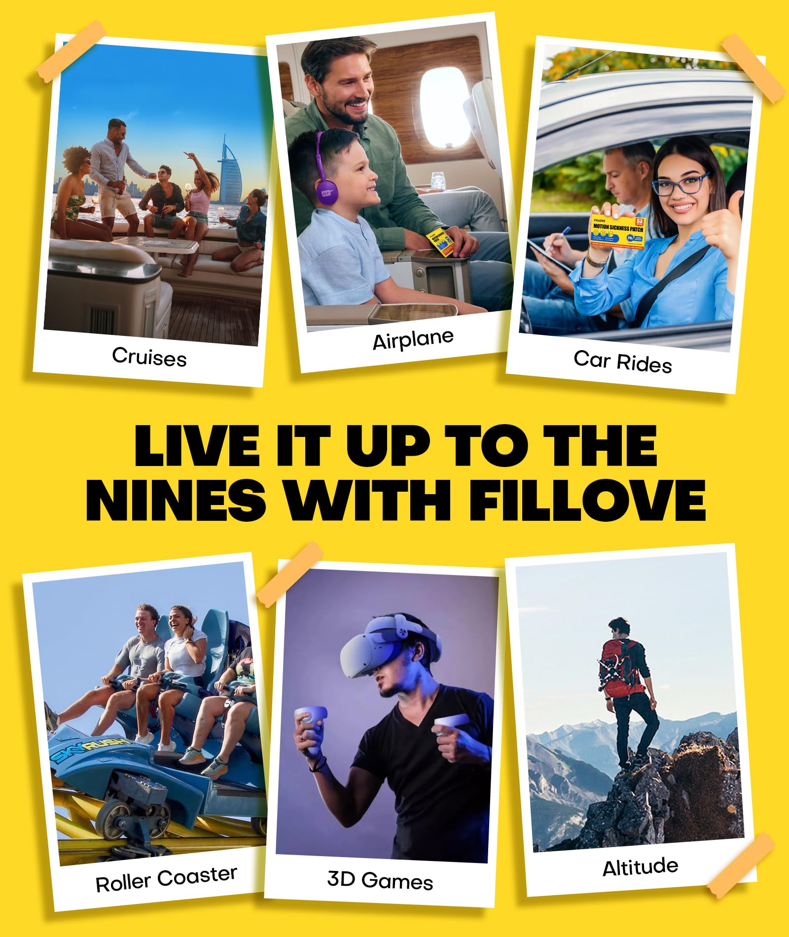 FILLOVE 52ct Motion Sickness Patches Non-Drowsy, 72H Lasting Sea Sickness Patches Cruise Essentials 2025, 100% Natural Motion Sickness Patch Travel Essentials for Car Airplane Ship Altitude Sickness