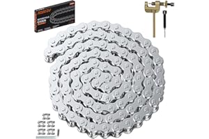RZEOZU Silver #35 Chain Go Kart Chain 3 Feet Compatible with Go Cart Mini Bike Bicycle Dirt Bike Motorcycles Powersports Accessories Parts with Chain Breaker 35 Chain Master Links 95 Links