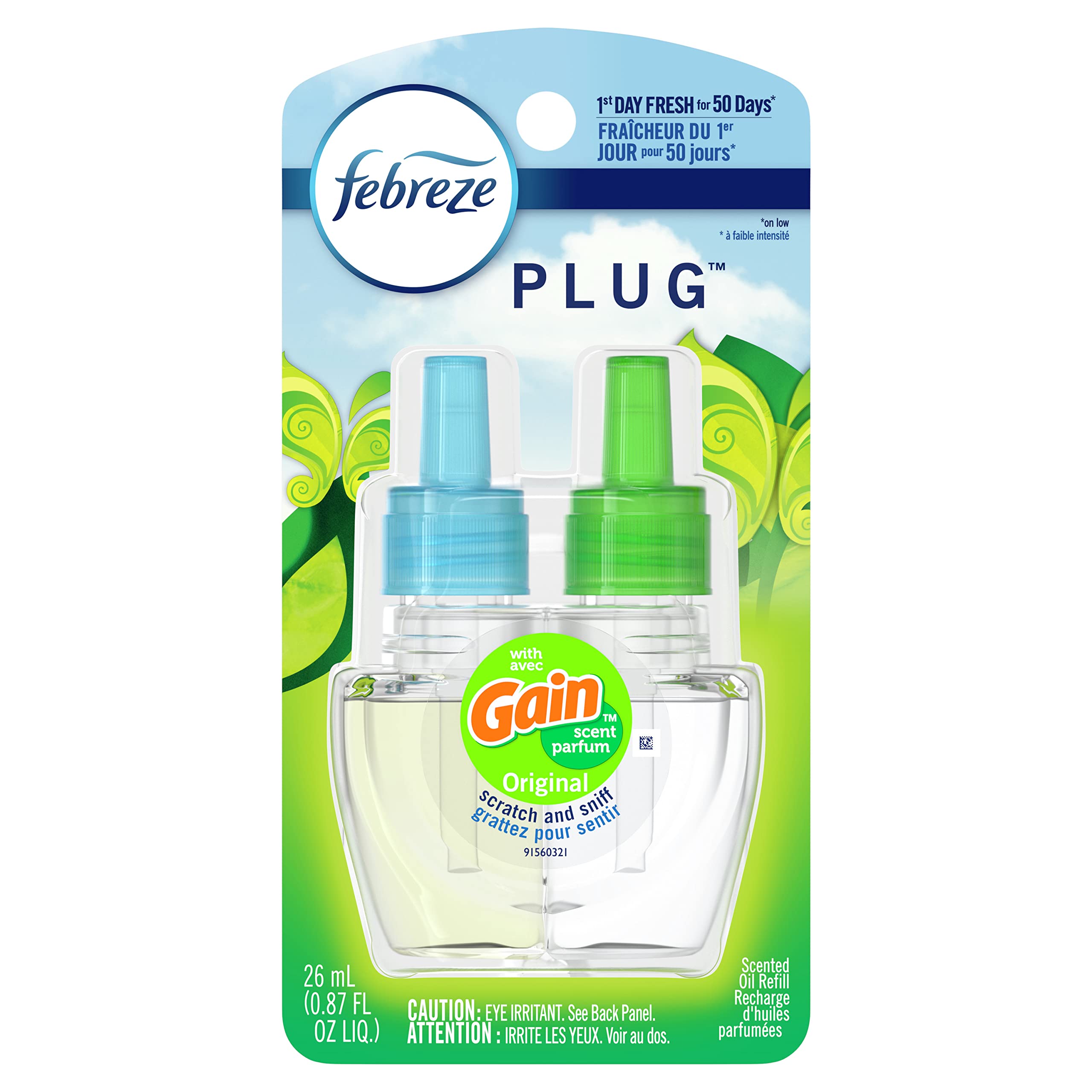 Febreze Plug In Air Freshener Scented Oil Refill, Gain Original Scent