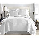 Southshore Fine Living, Inc. King Quilt Bedding Set with Shams, Coverlet Quilt King Size Bedspread, Luxury Bedding, Bed Spread for Kings/California Kings, Lightweight Quilted Comforter, White Quilts