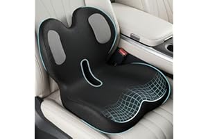 Memory Foam Seat Cushion with Lower Lumbar Support - 3-Inch Car Booster for Shorter Drivers & Ergonomic Orthopedic Cushion Ba