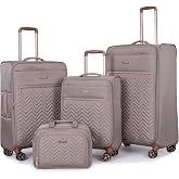 Travelhouse 4-Piece Softside Luggage Set with Spinner Wheels | Lightweight expandable suitcases: 16" underseat duffel bag + 20" carry-on + 24" + 28" checked