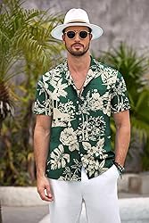 COOFANDY Mens Hawaiian Shirt Short Sleeve Floral