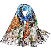 FINIZO Soft Cashmere Feel Scarf for Women Large Shawl Wrap Van Gogh Monet Art Print Scarf