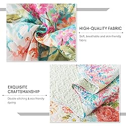 Travan Floral Quilt Queen Quilt Set, Fade Resistant