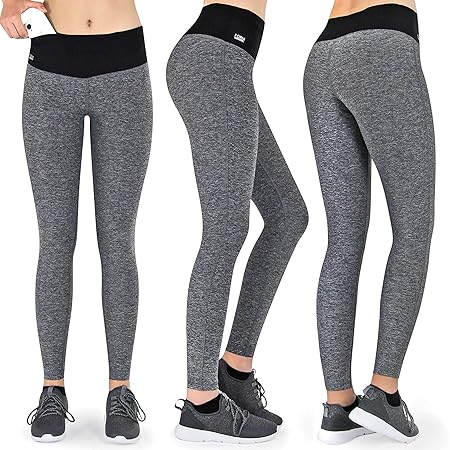 Formbelt Laufhose Damen mit Tasche lang - Leggins Stretch-Hose Lauf-Tights für Smartphone iPhone Handy Schlüssel Yoga