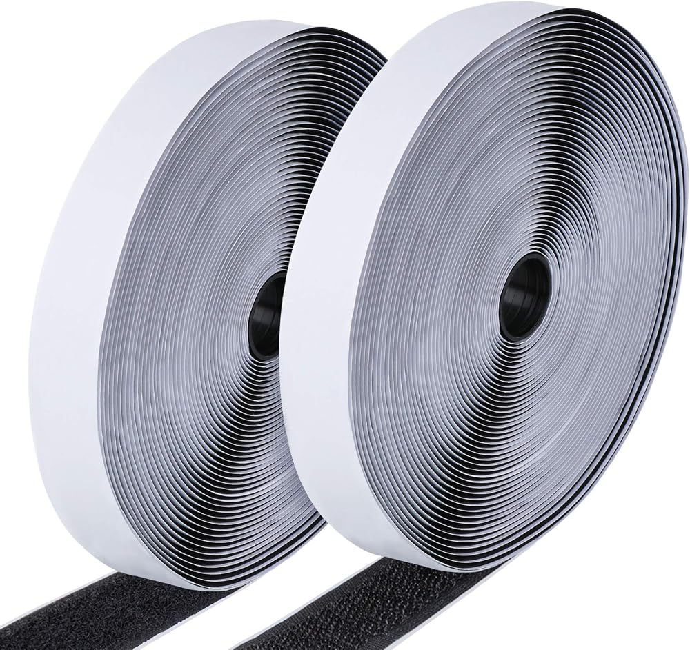 ilauke Hook and Loop Tape 15M x 20mm Self Adhesive Heavy Duty Black