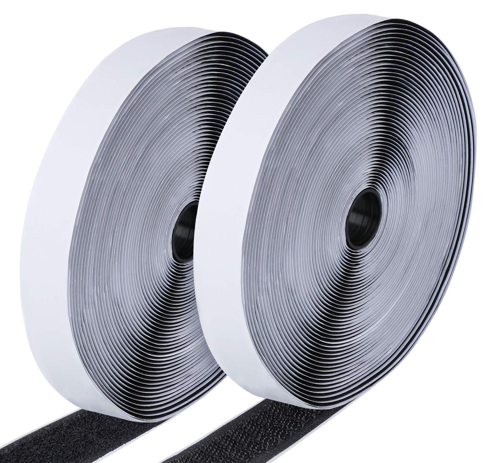 ilauke 15M Hook and Loop Tape, Self Adhesive Tape Heavy Duty Reusable Double Sided Sticky Back Fastening Strips (Black)