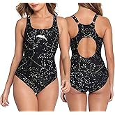 Halcurt Women's Athletic Swimsuit Adjustable Strap One Piece Swimsuit Racerback Bathing Suit