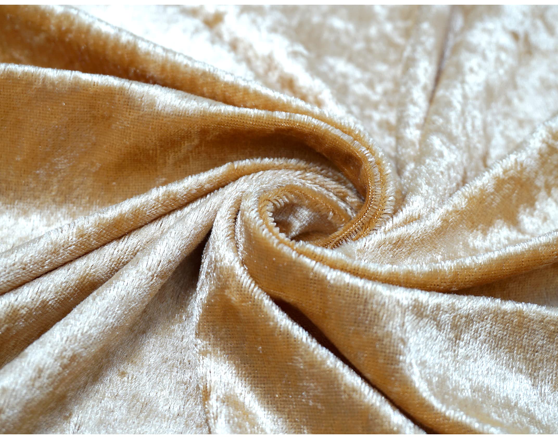 Crushed Velvet Fabric Craft Stretch Velour Material - Soft Furnishing & Craft Velour Fabric - 150cm Wide (Honey Gold, 500cm x 150cm (197" x 60"))