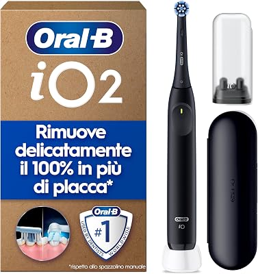 iO 2 Spazzolino Elettrico, 1 Testina di Ricambio, Custodia, Nero