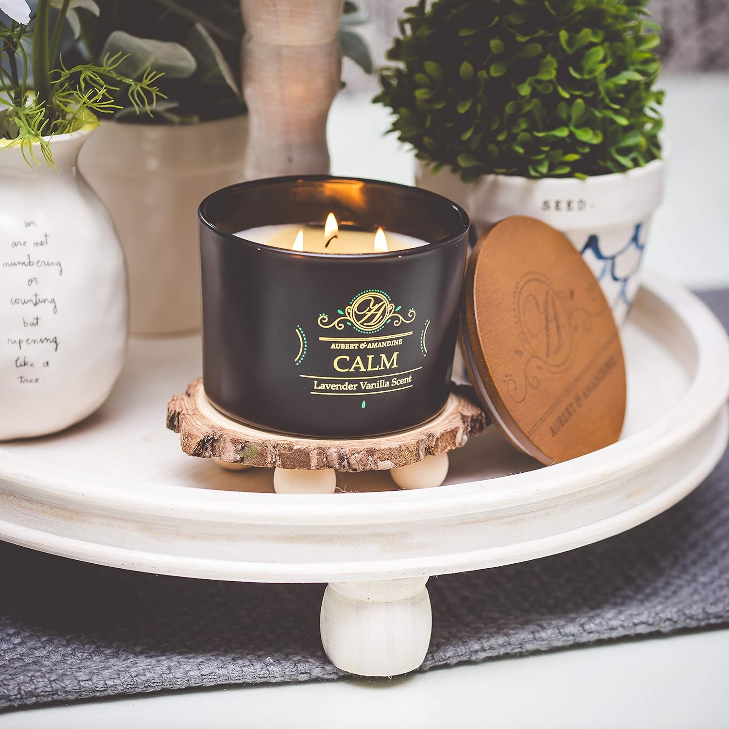 Renew - Lilac Luxury Scented Soy 3 Wick Candle for Stress Relief & Relaxation High Intensity Aromatherapy (Lilac): Home & Kitchen