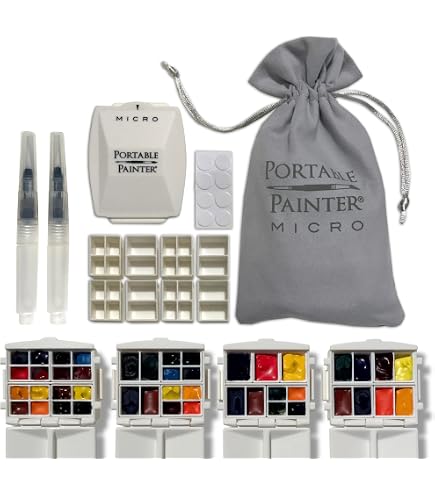 Portable Painter Micro Watercolor Palette – Credit Card Sized With Extra Pans, Travel Kit