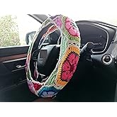 YDM Crochet Steering Wheel Cover,Sunflower Crochet Steering Wheel Cover,Galsang Flower Steering Wheel Cover for Women & Girl (Steering Wheel Cover)