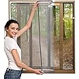 NeatiEase Adjustable DIY Magnetic Window Screen Max 60” x 48” Fits Any Size Smaller with White Frame Fiberglass Mesh