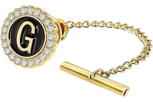 HAWSON Gold Cufflinks and Tie Tack for Men, Gold Cufflinks Crystal with Lapel Pins for Men's Women Set, Tie Tack with Chain o