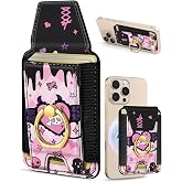 Shorogyt Compatible with Magsafe Wallet with Ring Stand Grip - Cute Magnetic Phone Wallets Card Holder for iPhone 17/16/15/14/13/12 Series for Women Girls Heart Skull Design, Fit 7 Cards