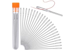 JNENERY Hand Sewing Needles, 2.56-inch Large Eye Sewing Sharp Needles, Leather Needle Embroidery Thread Needle for Crafts, Repair Stitching with a Bottle(23 PCS)