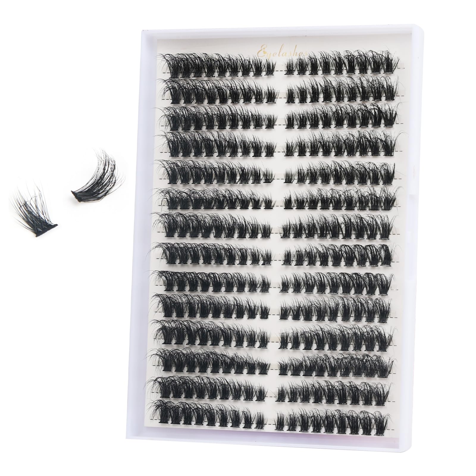 FANDIQ Fluffy Individual Eyelashes Cat Eye Cluster Lashes 252PCS Fluffy Individual Cluster Eyelashes 8-16MM Natural Cluster Lashes Left&Right Fox Eye Lashes Clusters for Beginners(60D) — image 1