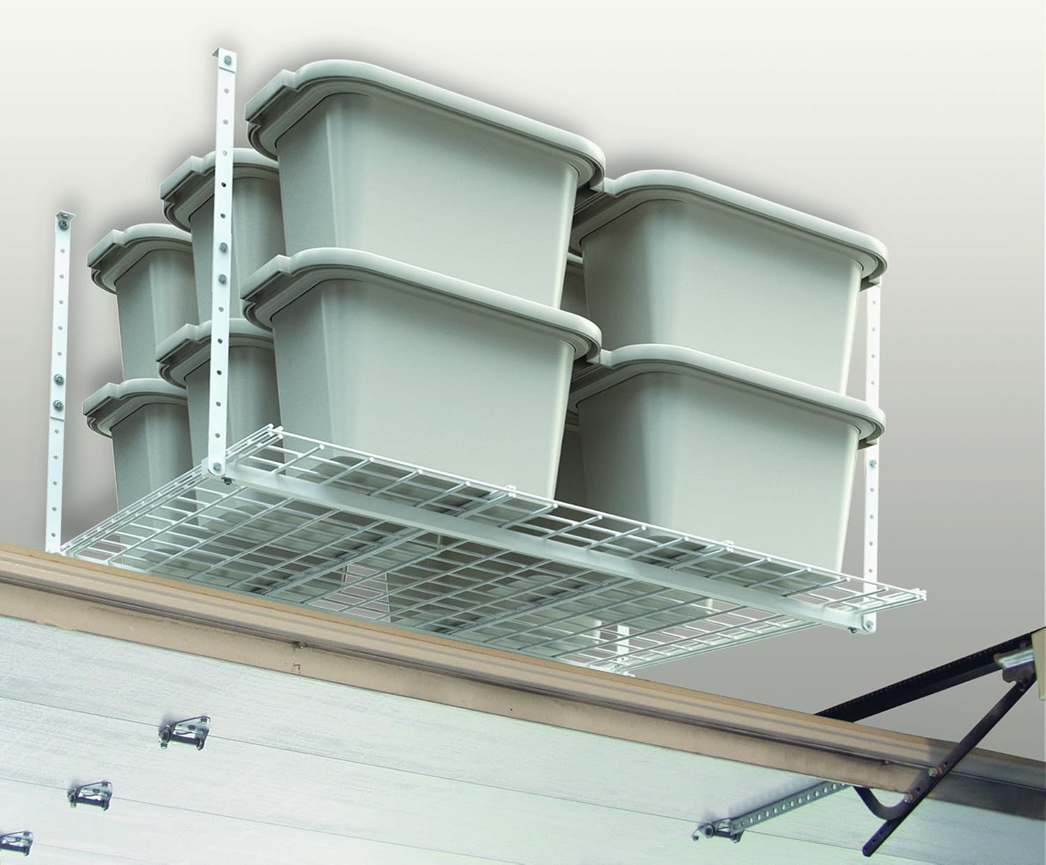 HyLoft 00540 45-Inch by 45-Inch Overhead Storage System, Ceiling Mount Garage Organization Rack, White - Ceiling Mounted General Purpose Storage Racks - 