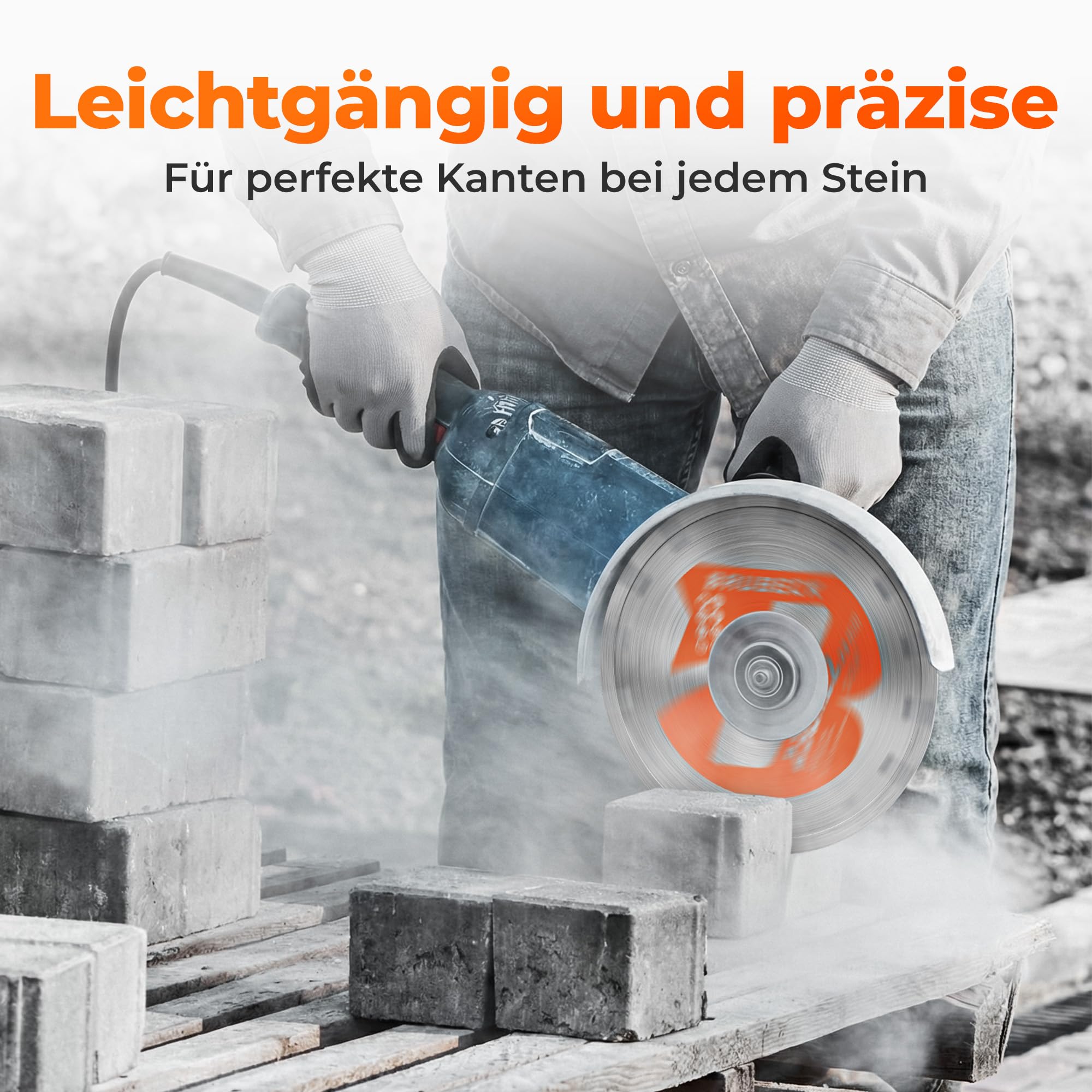 BAUBECK 2Stk. Diamantscheiben 230mm für Stein, Beton, Leistungsstark kompatibel mit Winkelschleifer von Bosch, Metabo, Diamant Trennscheibe 230 Diamanttrennscheibe 230 Diamant Trennscheibe 230 Stein 5