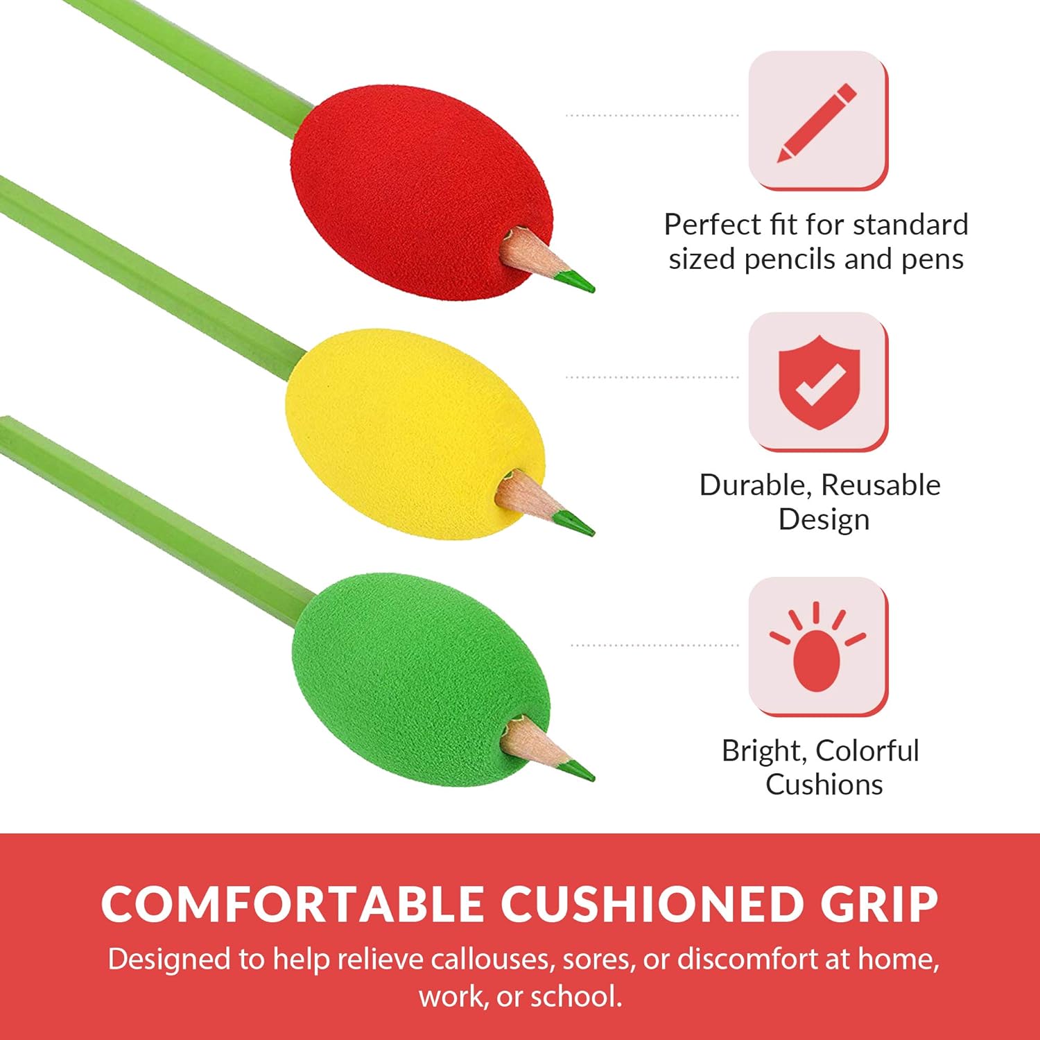 Special Supplies Egg Pencil Grips for Kids and Adults Colorful, Cushioned Holders for Handwriting, Drawing, Coloring - Ergonomic Right or Left-Handed Use - Reusable (6-Pack): Health & Personal Care