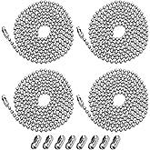 4 Pack Ceiling Fan Pull Chain Extender,Each Chain Length 39-inch(1 Meter) with 8 Connectors,Standard 3 mm Diameter Beaded Bal