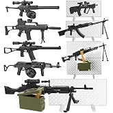 PROLOSO 8 Set Miniature Toy Machine Guns with Display Board SMG Rifles Toys for Boys Kids Building Toys