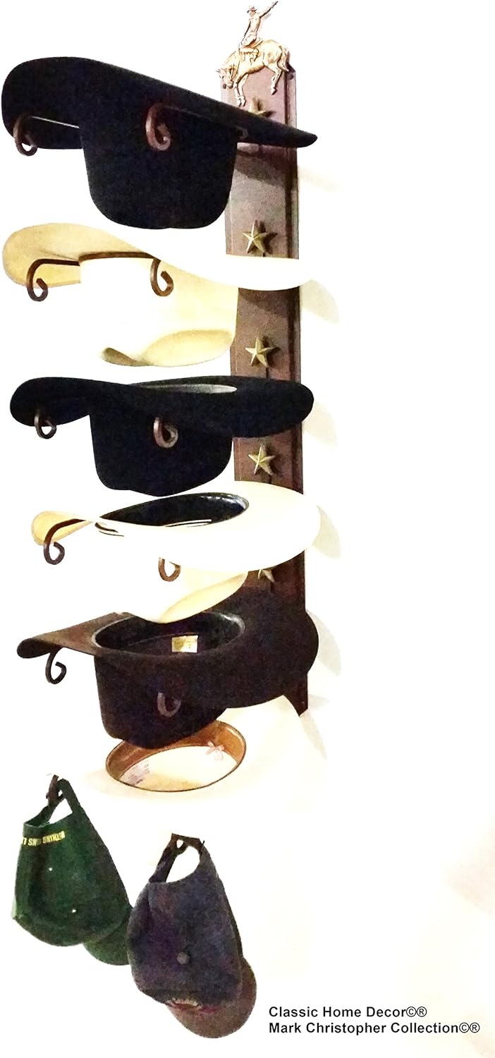 western hat racks on Mark Christopher Collection American Made Cowboy Hat Holder Star With Bronc 886 6 Tier Hat Rack Hat Racks Home Kitchen Brilliantpala Org