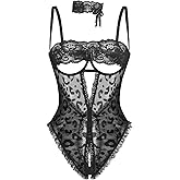Avidlove Sexy Lingerie for Women Lace V Neck Teddy Lingerie One Piece Mini Bodysuit Exotic BabyDoll