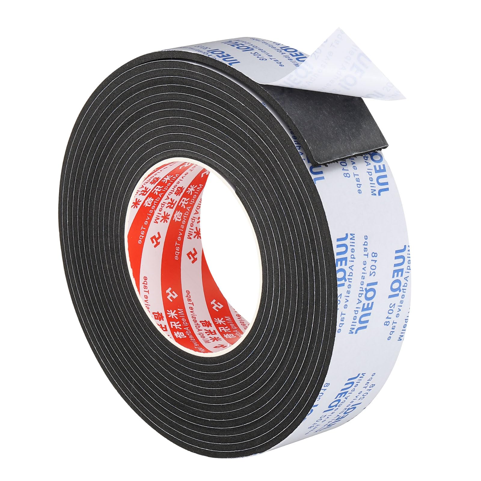 PATIKIL 5m/16.4ft Sealing Foam Tape, 40mm Wide 3mm Thick Single Sided Weather Stripping Door Furniture Seal Strip for Window Pipes Insulation, Black
