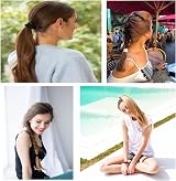AXEN 8Pcs Elastic Hair Ties Women Girls Cotton Woven Hair Bands Thick Hair view 6