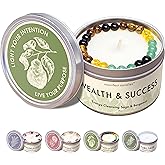 Manifest Sage & Bergamot Money Candle, 45 Hour Burn, Manifestation Bracelet, Protection Candle for Negative Energy, Abundance Candles, Intention Spiritual Candles for Positive Energy