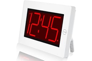 KWANWA Small Wall Clock, Digital Alarm Clock, 8" Extra Large Display, 3" LED Digit Contantly Light Up, Battery Operated, Adjustable Brightness, Clock for Bedroom, Wall-Mounted/Table-top
