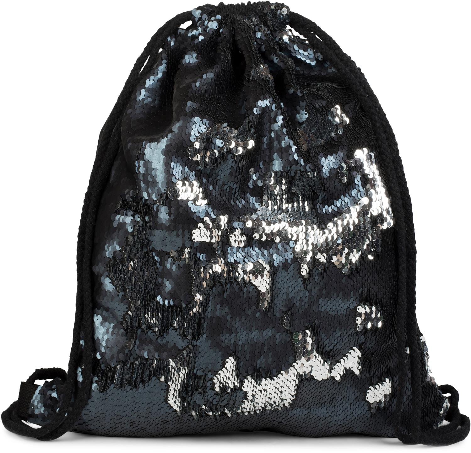 styleBREAKER hipster gym bag with sequins, rucksack, sports bag. bag, unisex 02012110, Colour:Midnight-Blue/Silver