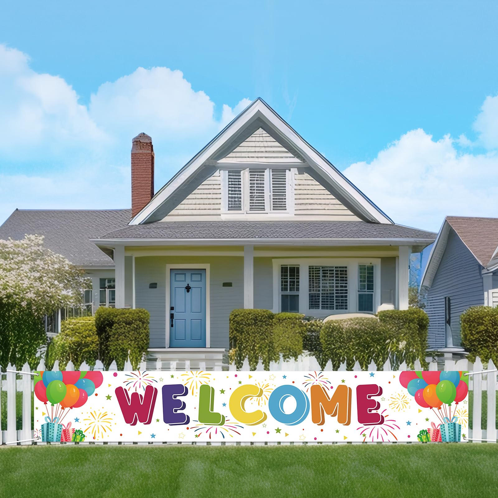 Koliphy Welcome Decorations, Long Welcome Banner for Welcome Home Family Celebration, Welcome Back to School, Classroom, Family Party Decoration, 70.8 x 11.8 inch(White)